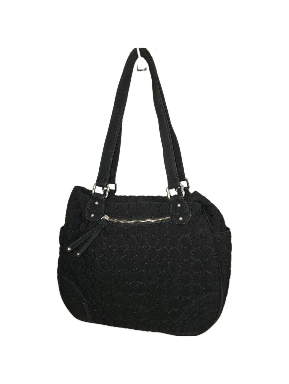 Vera Bradley Black Microfiber Quilted Tote Bag Shoulder Handbag Classic